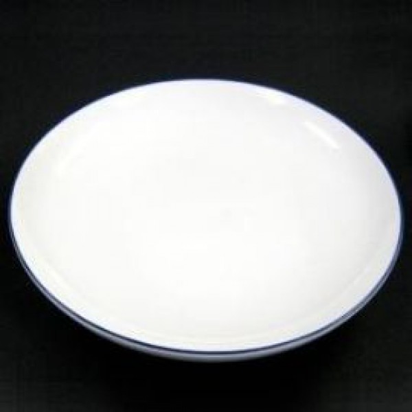 Đĩa sứ hình tròn màu trắng 15,5cm viền xanh lam