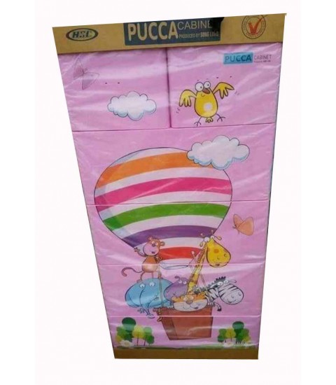 Tủ nhựa hoạt hình Song Long 5 tầng 6 ngăn - Hình khí cầu màu hồng